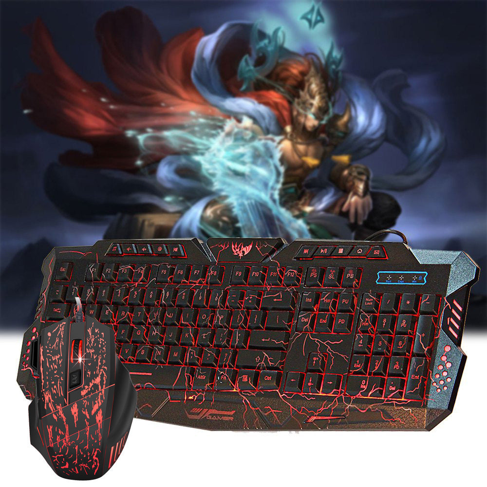 Colorful Backlit Gaming Mouse And Keyboard Set
